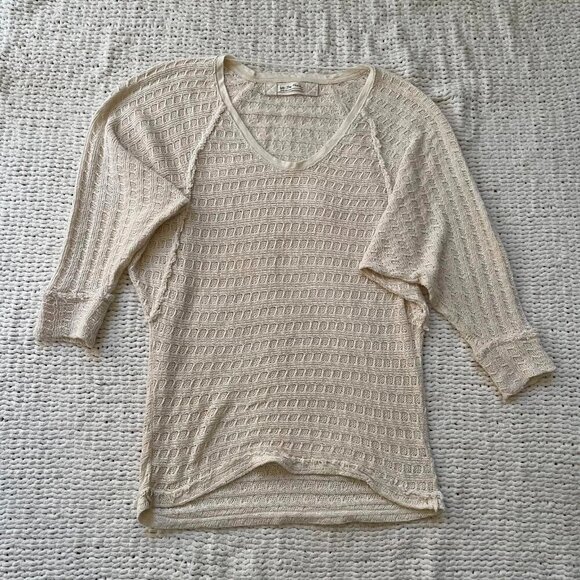 Free People Slouchy Cream Knit Sweater - Picture 1 of 6
